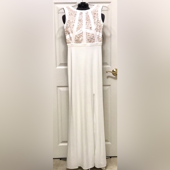 NWT Morgan & Co. Glitter Lace Bodice Gown Ivory - Picture 7 of 16